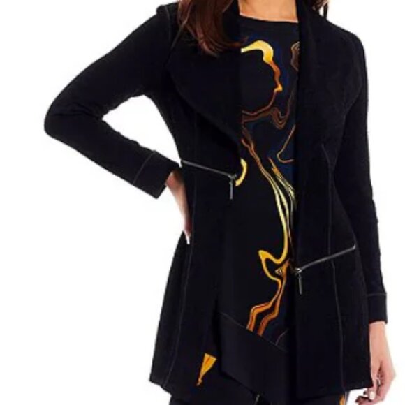 EVA VARRO Barcelona Pebble Textured Open-Front Statement Jacket * XL * Black - Picture 10 of 10